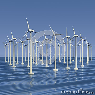 Farm of wind generators at sea
