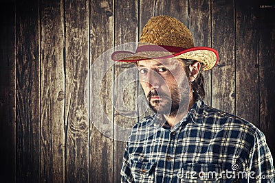 Farmer with cowboy straw hat