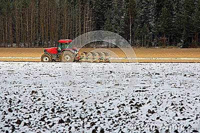 Farmer on Field in Early Winter