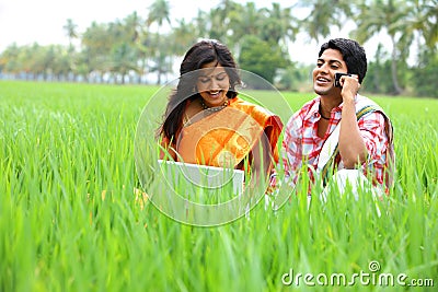 Farmer talking in his cell phone