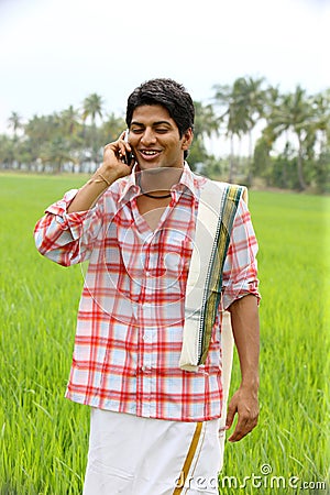 Farmer talking in his cell phone