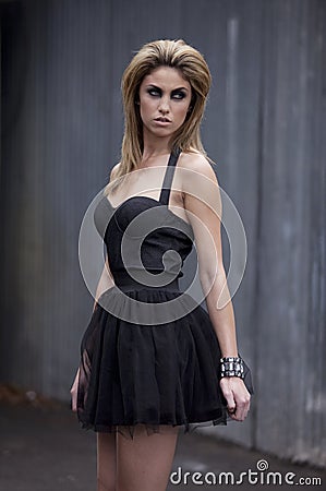 Fashion Model in Little Black Dress