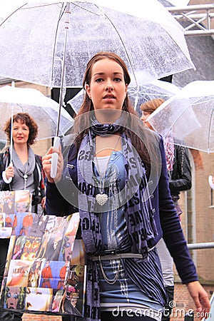 Fashion model in the rain