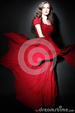 Fashion woman in red dress