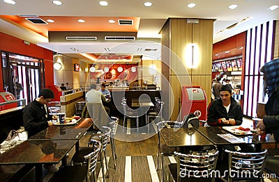 Fast food restaurant interior