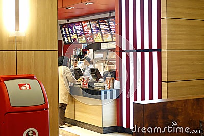 Fast food restaurant interior