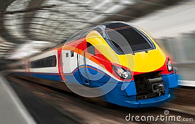 Fast Passenger Speed Train with Motion Blur