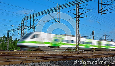 Fast train with motion blur