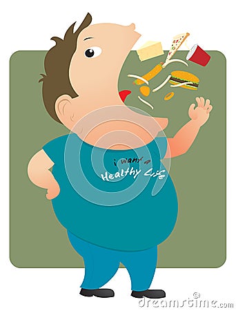 Fat man eating