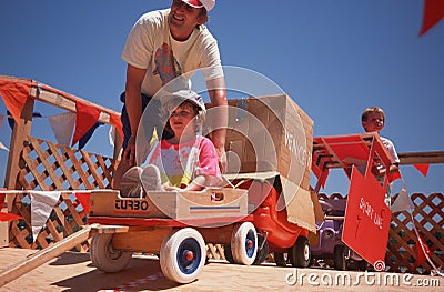 Father and daughter at Soap Box Derby