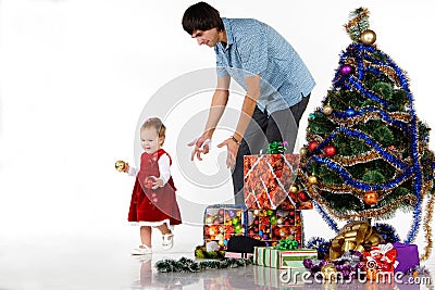 Father giving Christmas gift