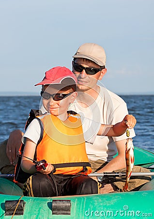 Father and son fish