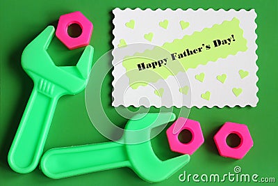 Fathers Day Card - Tools Background - Stock Photo