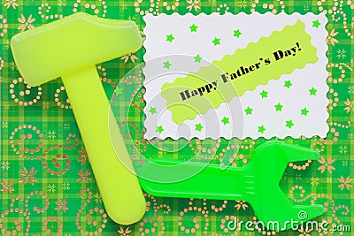 Fathers Day Card - Tools Background - Stock Photo