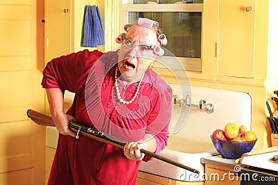 Fearful Granny with Rifle