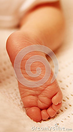 Feet one cute newborn little baby