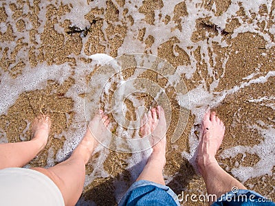Feet in the sand and water