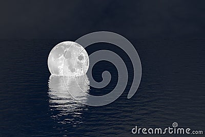 Fell moon over water night scene background