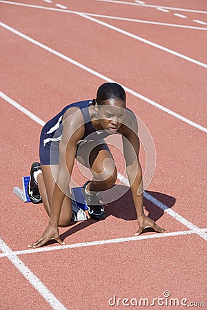 Female Athlete In Starting Position