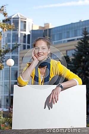 Female with blank board