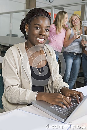 Female College Student Using Laptop