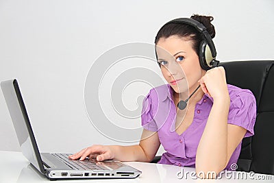 Female customer support operator with headset