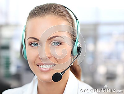 Female customer support operator with headset