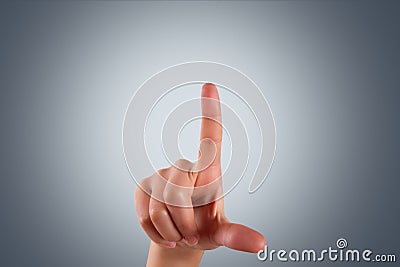 Female Hand Touching or Pressing Air Screen