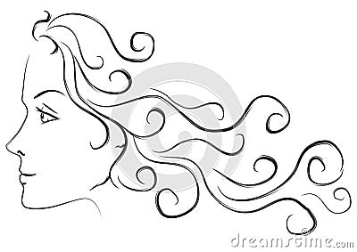 Female Head Long Hair Profile