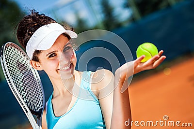 Female playing tennis