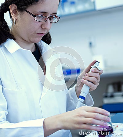 Female researcher working in a lab