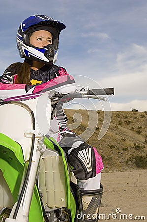 Female Rider Riding Motor Bike