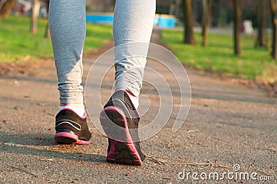 Female running shoes outdoors