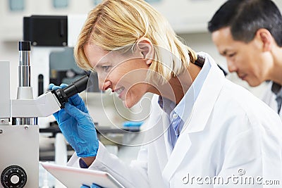 Female Scientist Using Tablet Computer In Laboratory