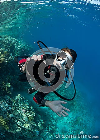 Female scuba diver.