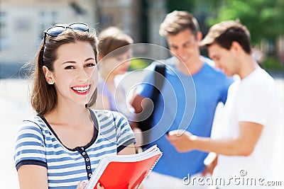 Female student with friends