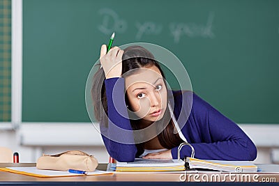 Female student having stress at school