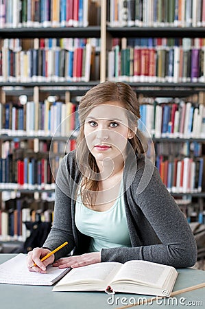 Female student studying