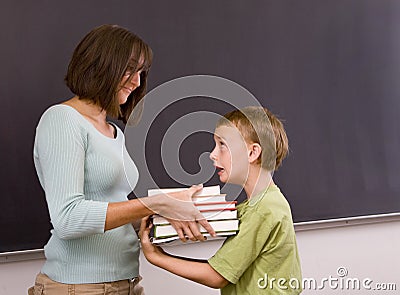 Female teacher and male student
