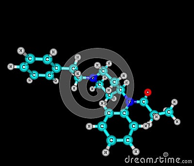 Fentanyl molecular structure on black background