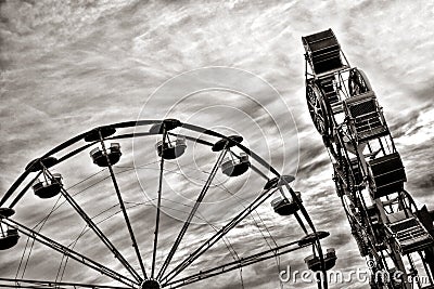 Ferris Wheel and Amusement Ride at Fair Fairground