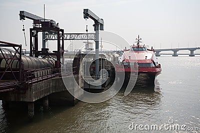 Ferry at the pier marine terminal Macau