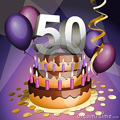 Gâteau D'anniversaire De 50 Ans Photographie stock  - image gateau anniversaire 50 ans