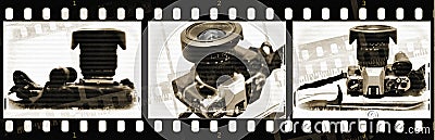 Film with old camera with textures