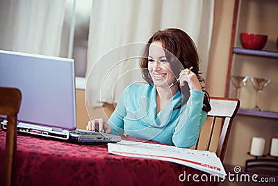 Finances: Woman Checking Online Calendar For Event