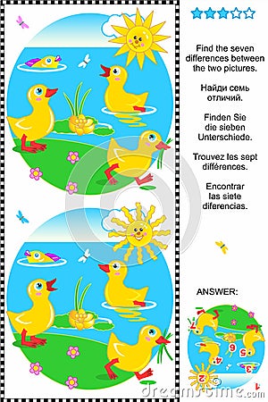 Find The Differences Visual Puzzle - Ducklings Stock Photo - Image ...