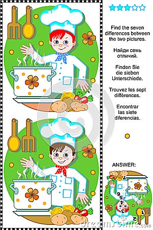 Find The Differences Visual Puzzle - Young Chef Stock Vector - Image ...