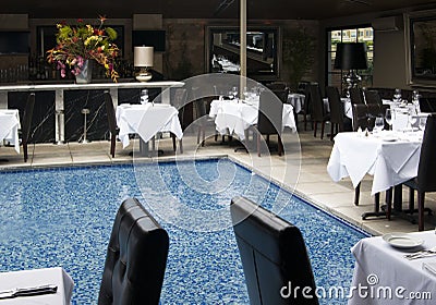 Fine dining restaurant with pool