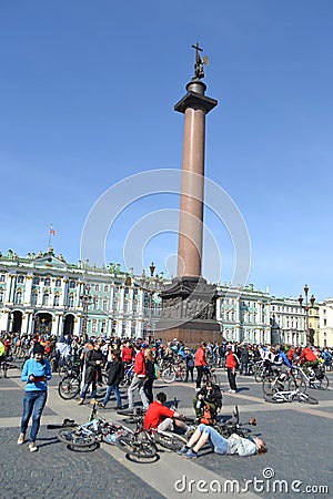 Finish cycling on Palace Square of St.Petersburg