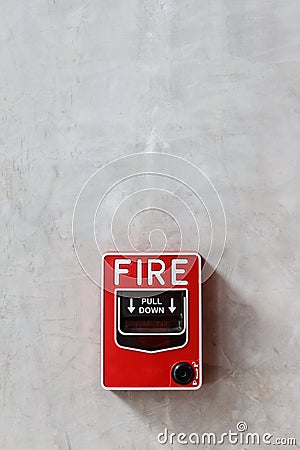 Fire alarm box on wall background